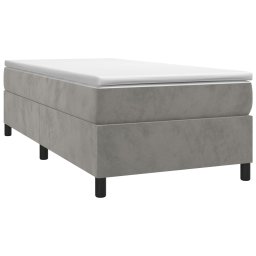vidaXL Boxspring met matras fluweel lichtgrijs 90x200 cm