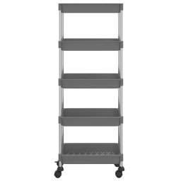 vidaXL Keukentrolley 5-laags 42x29x128 cm ijzer en ABS grijs