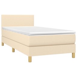 vidaXL Boxspring met matras stof crèmekleurig 100x200 cm