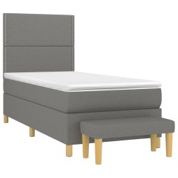 vidaXL Boxspring met matras stof donkergrijs 100x200 cm