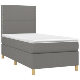 vidaXL Boxspring met matras en LED stof donkergrijs 100x200 cm