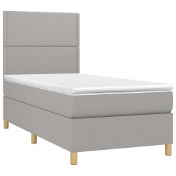 vidaXL Boxspring met matras en LED stof lichtgrijs 100x200 cm