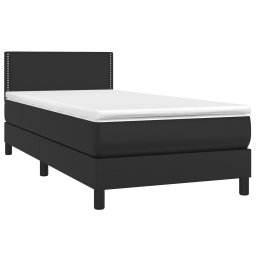 vidaXL Boxspring met matras kunstleer zwart 100x200 cm