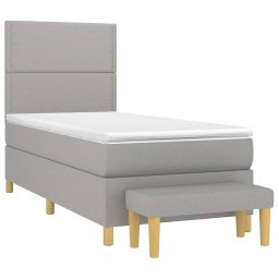 vidaXL Boxspring met matras stof lichtgrijs 100x200 cm