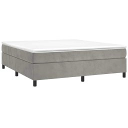 vidaXL Boxspring met matras fluweel lichtgrijs 180x200 cm