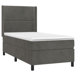 vidaXL Boxspring met matras fluweel donkergrijs 100x200 cm