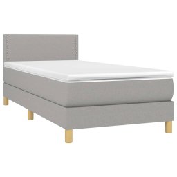 vidaXL Boxspring met matras stof lichtgrijs 100x200 cm