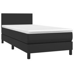 vidaXL Boxspring met matras kunstleer zwart 100x200 cm