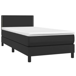 vidaXL Boxspring met matras en LED kunstleer zwart 100x200 cm