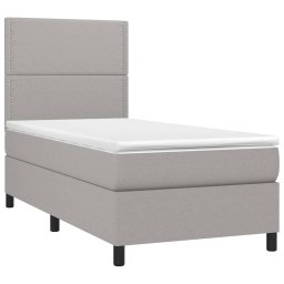 vidaXL Boxspring met matras en LED stof lichtgrijs 100x200 cm