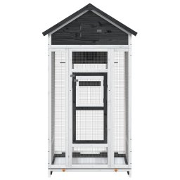 vidaXL Volière 91,5x53x170 cm massief grenenhout grijs