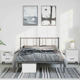 vidaXL Bedframe met hoofdbord metaal zwart 135x190 cm