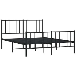 vidaXL Bedframe met hoofd- en voeteneinde metaal zwart 140x190 cm