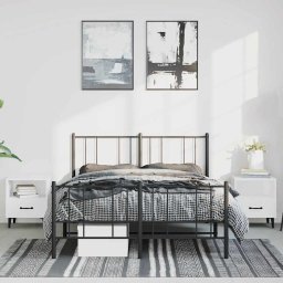vidaXL Bedframe met hoofd- en voeteneinde metaal zwart 150x200 cm