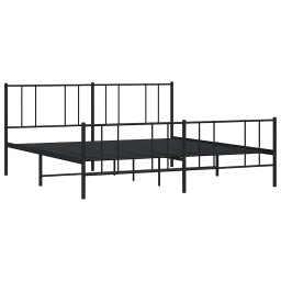 vidaXL Bedframe met voetbord zonder matras metaal zwart 180x200 cm