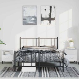 vidaXL Bedframe met hoofd- en voeteneinde metaal zwart 135x190 cm