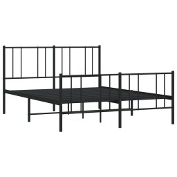 vidaXL Bedframe met voetbord zonder matras metaal zwart 160x200 cm