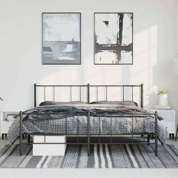 vidaXL Bedframe met hoofd- en voeteneinde metaal zwart 183x213 cm