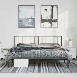 vidaXL Bedframe met hoofdbord metaal zwart 193x203 cm