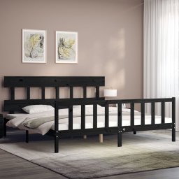vidaXL Bedframe met hoofdbord massief hout zwart 200x200 cm