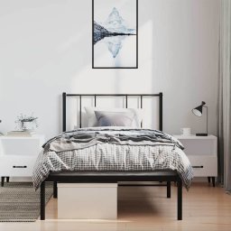 vidaXL Bedframe met hoofdbord metaal zwart 100x190 cm