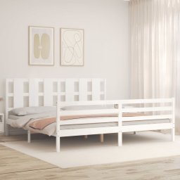 vidaXL Bedframe met hoofdbord massief hout wit 200x200 cm