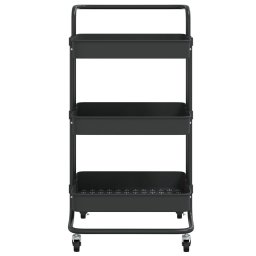 vidaXL Keukentrolley 3-laags 42x35x85 cm ijzer en ABS zwart