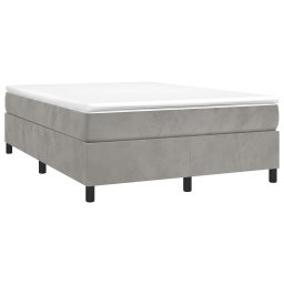 vidaXL Boxspring met matras fluweel lichtgrijs 140x190 cm