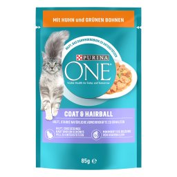 26x85g Coat & Hairball Kip & Sperziebonen Purina ONE Kattenvoer