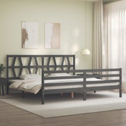 vidaXL Bedframe met hoofdbord massief hout grijs 200x200 cm