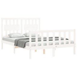 vidaXL Bedframe zonder matras massief grenenhout wit 140x190 cm