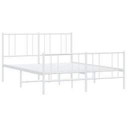 vidaXL Bedframe met hoofd- en voeteneinde metaal wit 140x190 cm