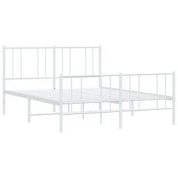 vidaXL Bedframe met hoofd- en voeteneinde metaal wit 140x200 cm