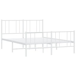 vidaXL Bedframe met hoofd- en voeteneinde metaal wit 160x200 cm
