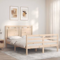 vidaXL Bedframe met hoofdbord massief hout 120x200 cm
