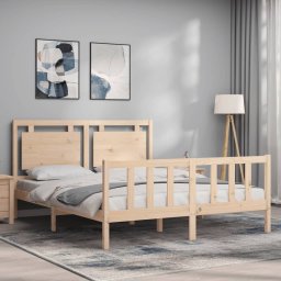 vidaXL Bedframe met hoofdbord massief hout