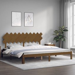 vidaXL Bedframe met hoofdbord massief hout honingbruin 200x200 cm
