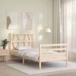 vidaXL Bedframe met hoofdbord massief hout 100x200 cm