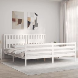 vidaXL Bedframe met hoofdbord massief hout wit 200x200 cm