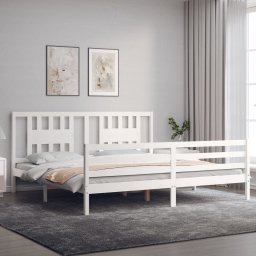 vidaXL Bedframe met hoofdbord massief hout wit 200x200 cm