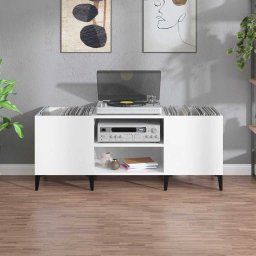 vidaXL Platenkast 121x38x48 cm bewerkt hout hoogglans wit