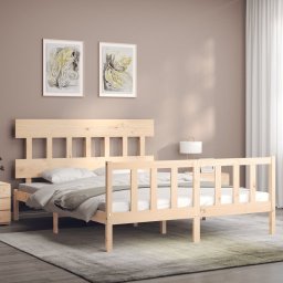 vidaXL Bedframe met hoofdbord massief hout