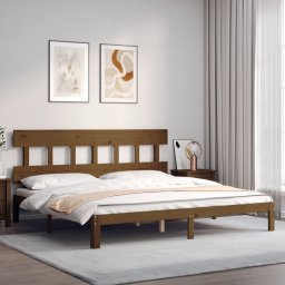 vidaXL Bedframe met hoofdbord massief hout honingbruin 200x200 cm