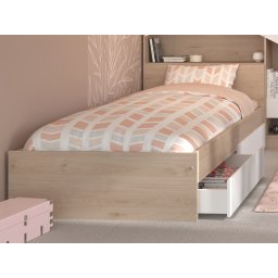 Eenpersoonsbed SHELASO 90x190 cm jackson eik met lades