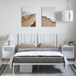 vidaXL Bedframe met hoofdbord metaal wit 135x190 cm