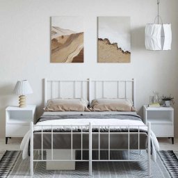 vidaXL Bedframe met hoofd- en voeteneinde metaal wit 150x200 cm