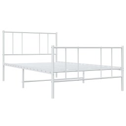 vidaXL Bedframe met hoofd- en voeteneinde metaal wit 90x190 cm