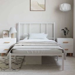 vidaXL Bedframe met hoofdbord metaal wit 100x200 cm