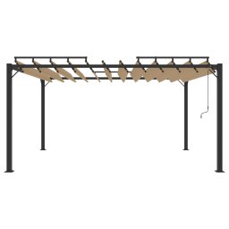 vidaXL Prieel met lamellendak 3x4 m stof en aluminium taupe