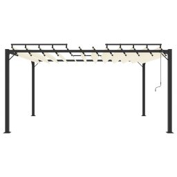 vidaXL Prieel met lamellendak 3x4 m stof en aluminium crèmekleurig